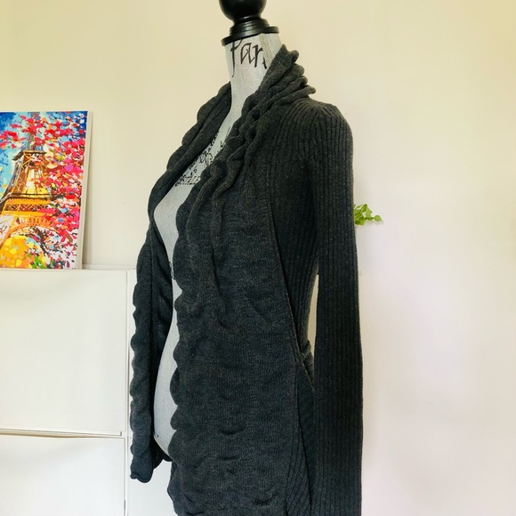 Stretchable Open Front Shaped Knit Cardigan - Picture 10 of 13